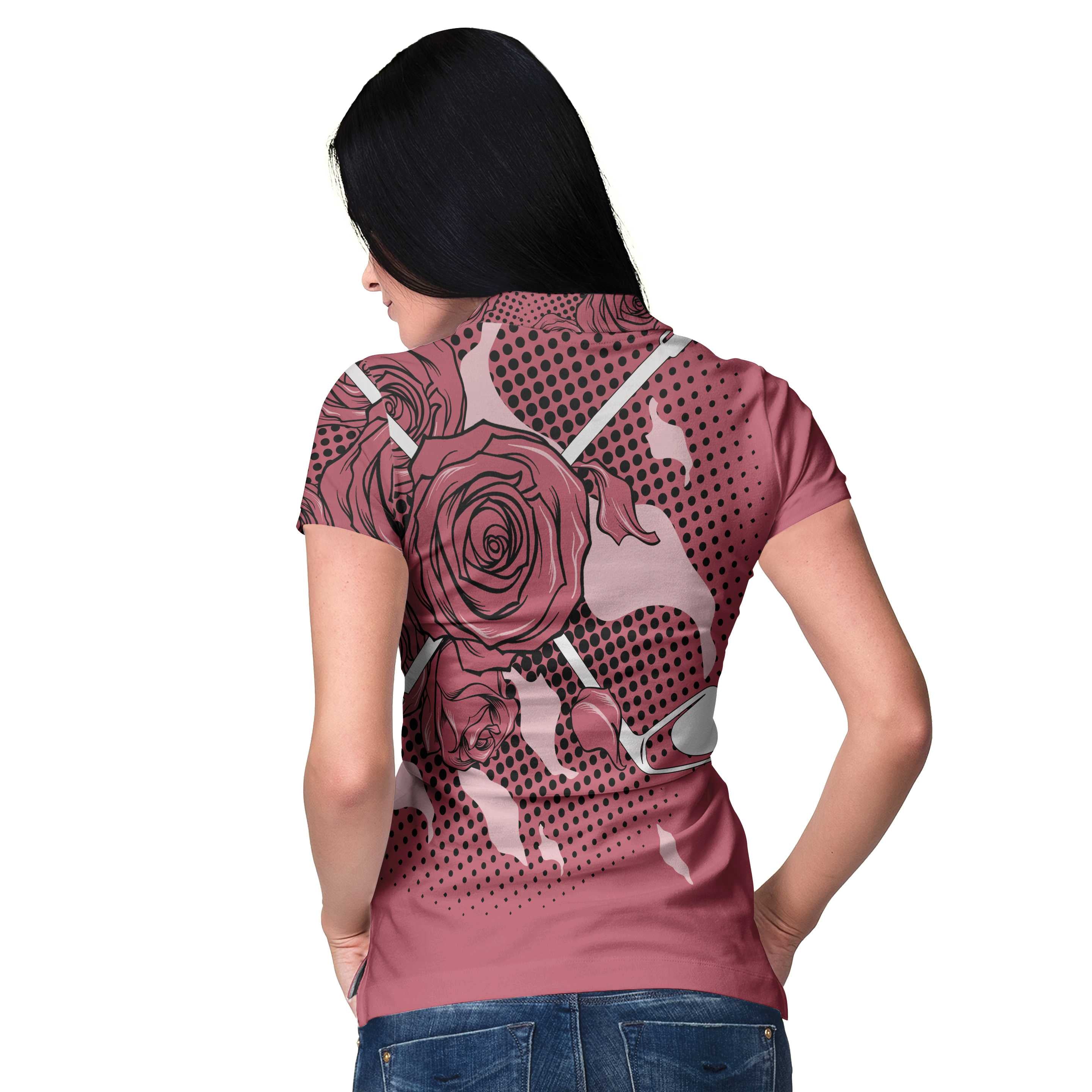 Golf Pink Skull Ladies Short Sleeve Women Polo Shirt, Rose Golf Shirt For Ladies, Cool Female Golf Gift Coolspod