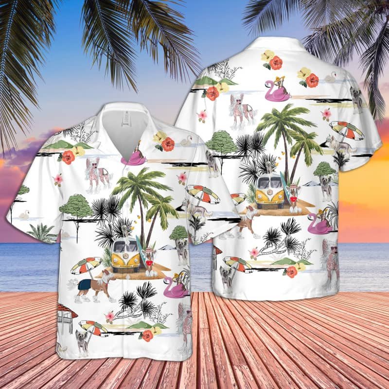 Felacia Unisex Chinese Crested Dog Beach Hawaii Shirt Ha695