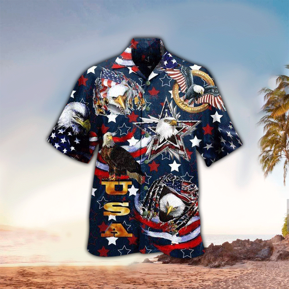 Usa Eagle American Flag Hawaii Aloha Shirt Ha37098