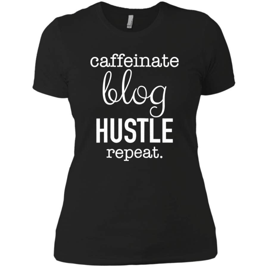 AGR Caffeinated Blog Hustle Repeat Ladies T-Shirt