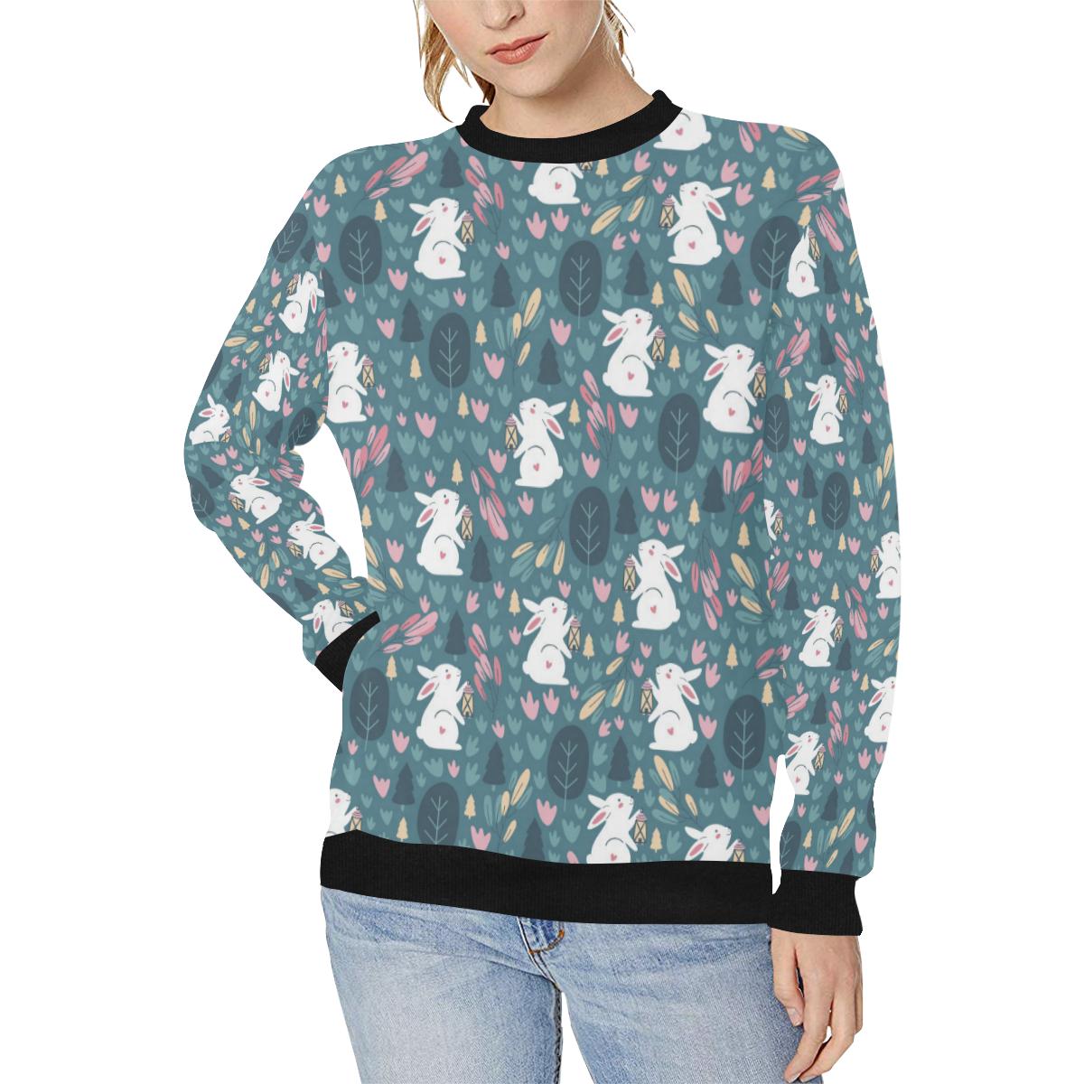 Cute rabbit pattern Women’s Crew Neck Sweatshirt