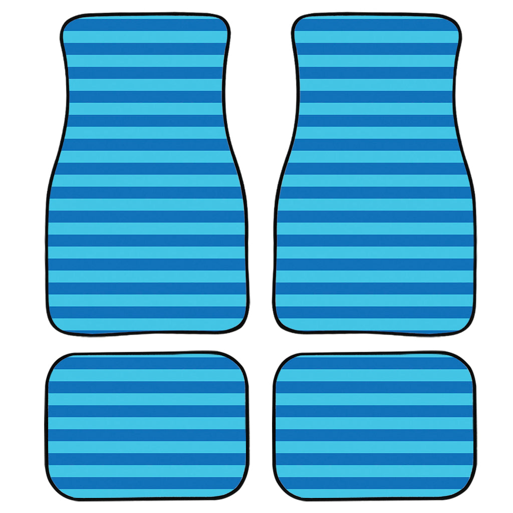 Blue Striped Pattern Print Front And Back Car Floor Mats, Front Car Mat