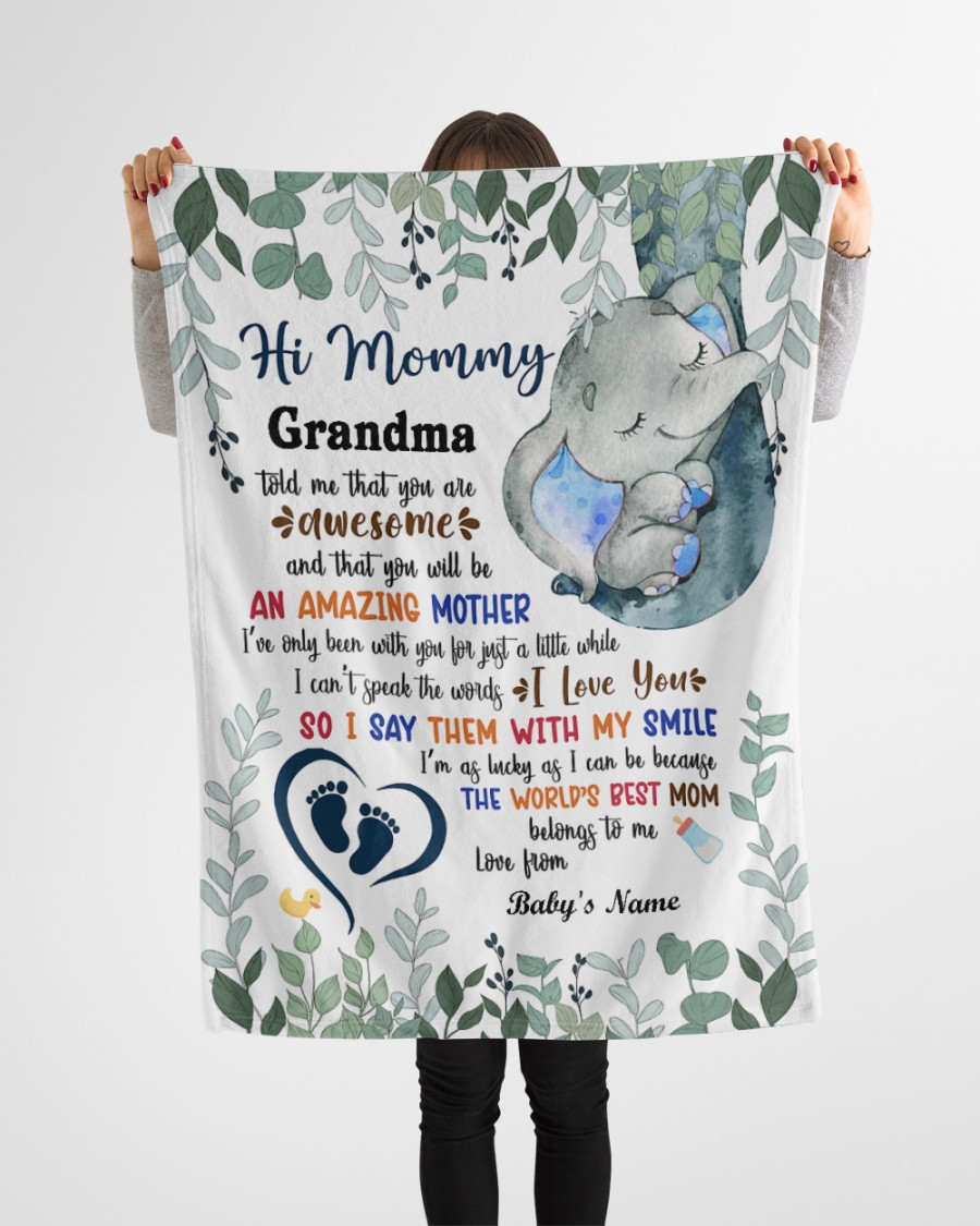 Personalized Hi Mommy Elephant You Will Be An Amazing Mother, The World’S Best Mom Belongs To Me Sherpa Fleece Blanket