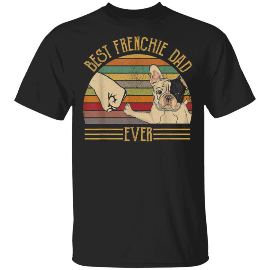 Best Frenchie Dad Ever Retro Vintage Sunset TShirt