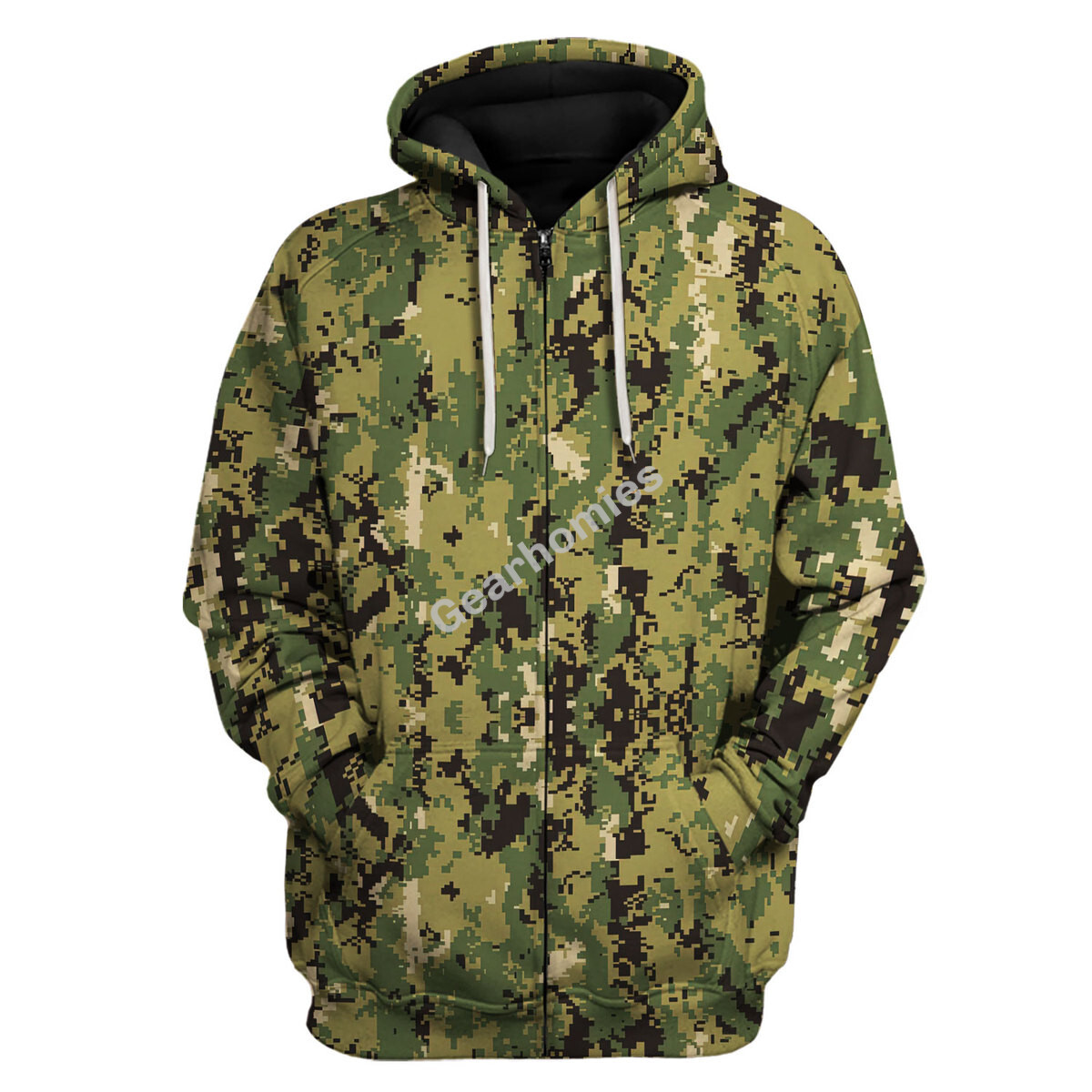 American Navy Working Uniform (Nwu) Type Iii (Aor-2) Woodland Camo Zip Hoodie