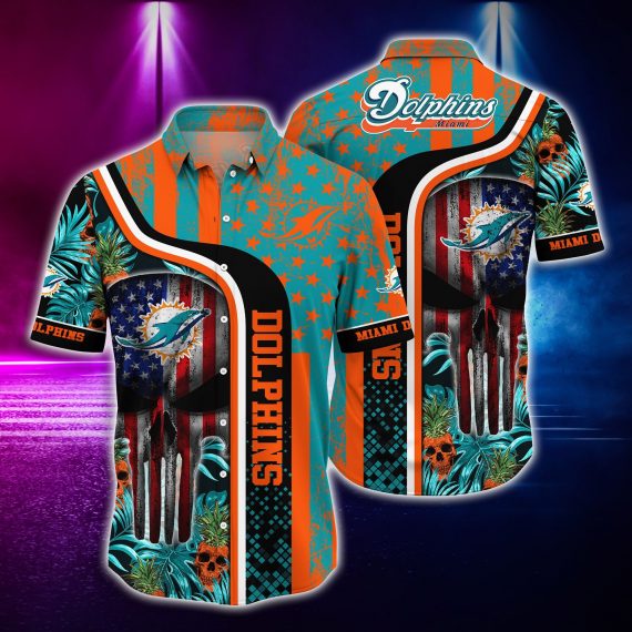 Gift For Husband Gift For Dad Miami Dolphins And Skull Hawaiian Shirt Mh17