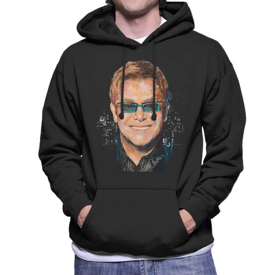 Sidney Maurer Original Portrait Of Elton John Men’s Hooded Sweatshirt