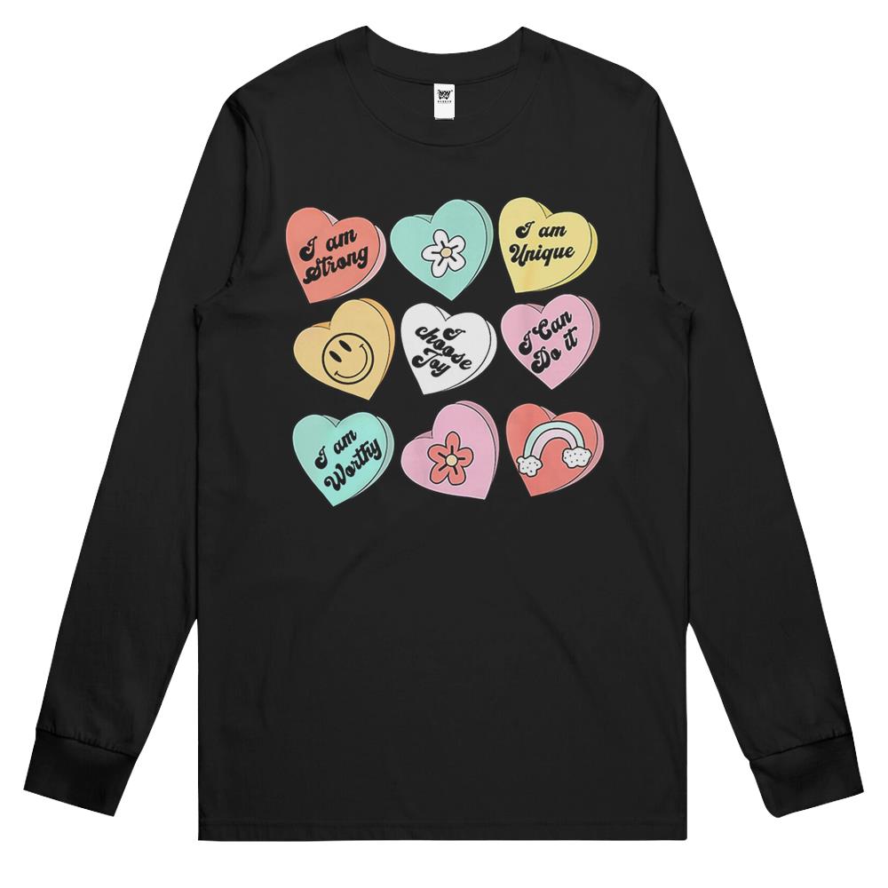 Candy Heart Positive Conversation Valentines Day Long Sleeve T Shirts