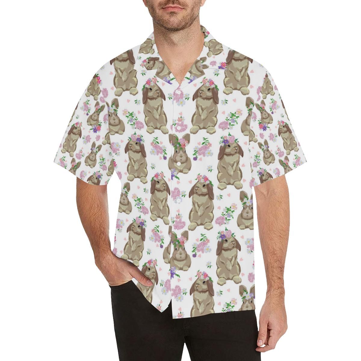 Rabbit Pattern Men’S All Over Print Hawaiian Aloha Shirts Aloha Shirts