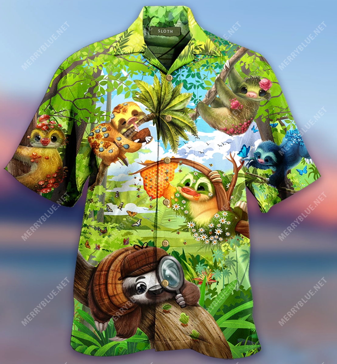 Green Baby Sloths Hawaii Shirt Ha106526