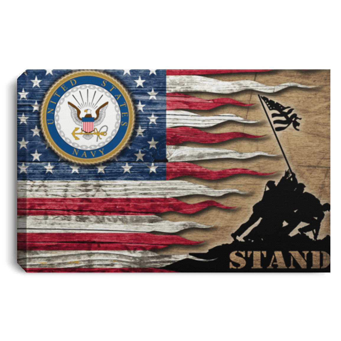 Us Navy Stand For The Flag 24X16 Inches  Landscape Canvas .75In Frame