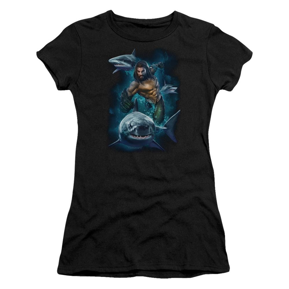 Aquaman Movie Swimming With Sharks – Juniors T-Shirt