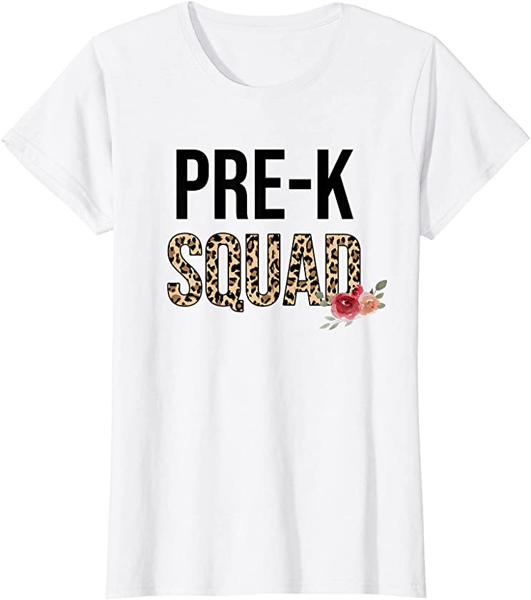 Team PreK Teacher PreK Squad Leopard Floral T-Shirt