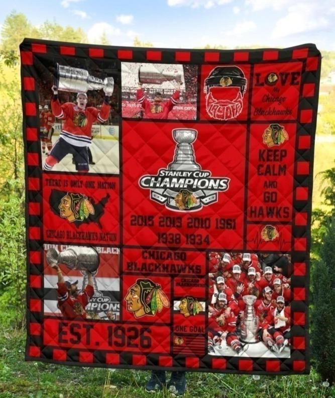 Chicago Blackhawks Hockey Quilt Blanket Fan Gift