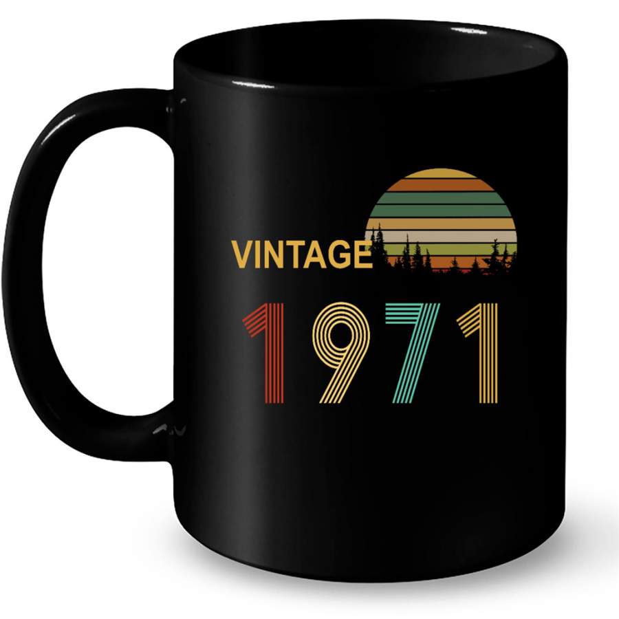 Vintage 1971, Birthday Gift, Retro Classic – Full-Wrap Coffee Black Mug