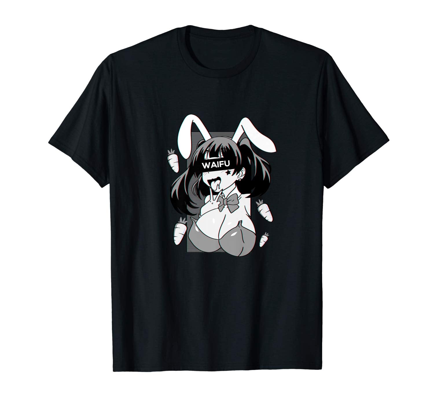 Ahegao t shirt lewd anime face and rabbit girl costume