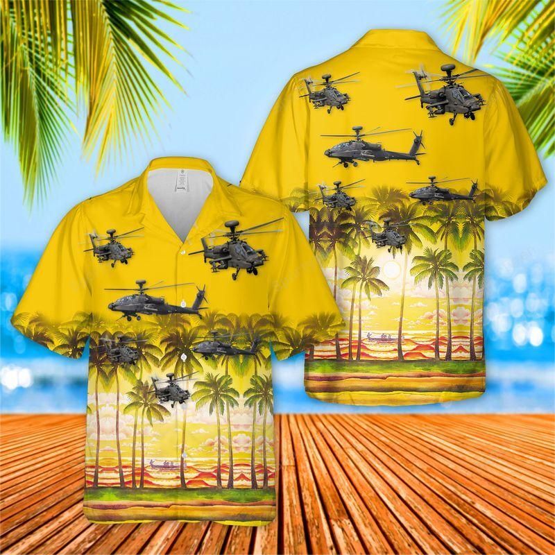 Air Force Us Army Helicopter Unisex Hawaiian Shirts – Yellow Pattern Beach Shorts