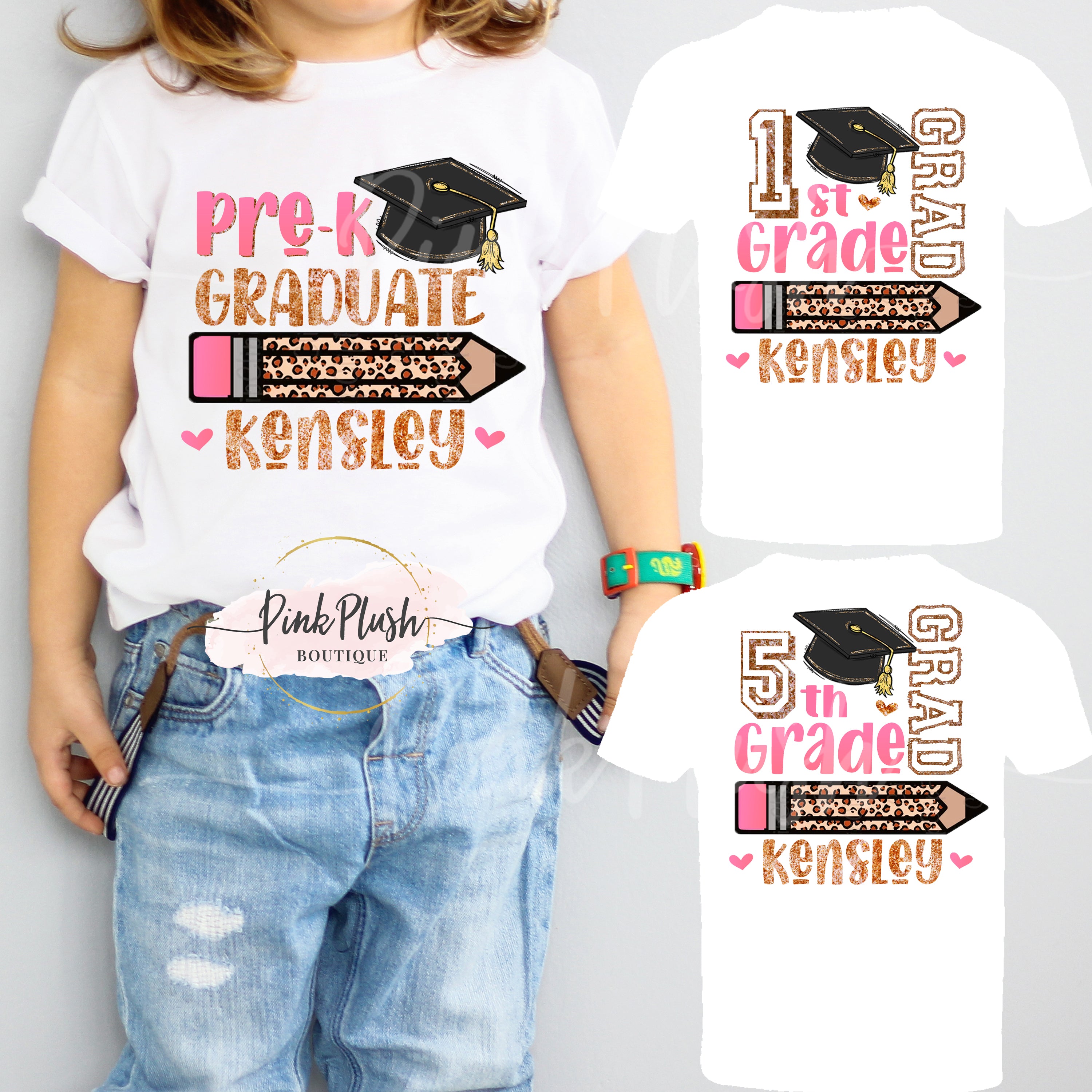 New! Leopard Pencil Personalized Graduation Tshirt (Pre-K – 5Th)