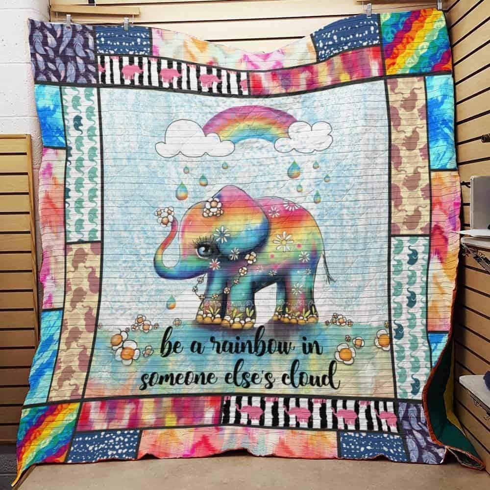 GGP20062409210 Elephant Lovers Be A Rainbow In Someone Else S Cloud Elephant Quilt