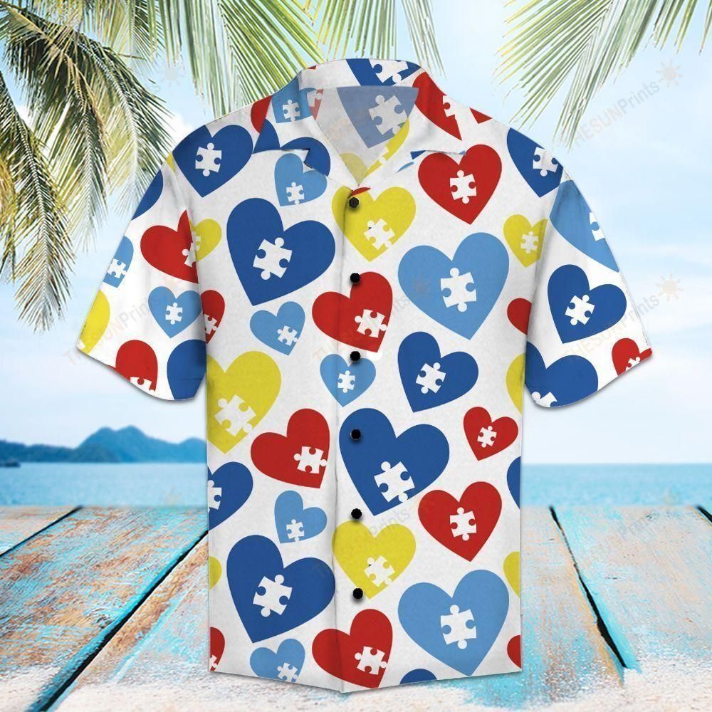 Autism Aloha Hawaiian Shirt Colorful Short Sleeve Summer Beach Casual Shirt For Men And Women