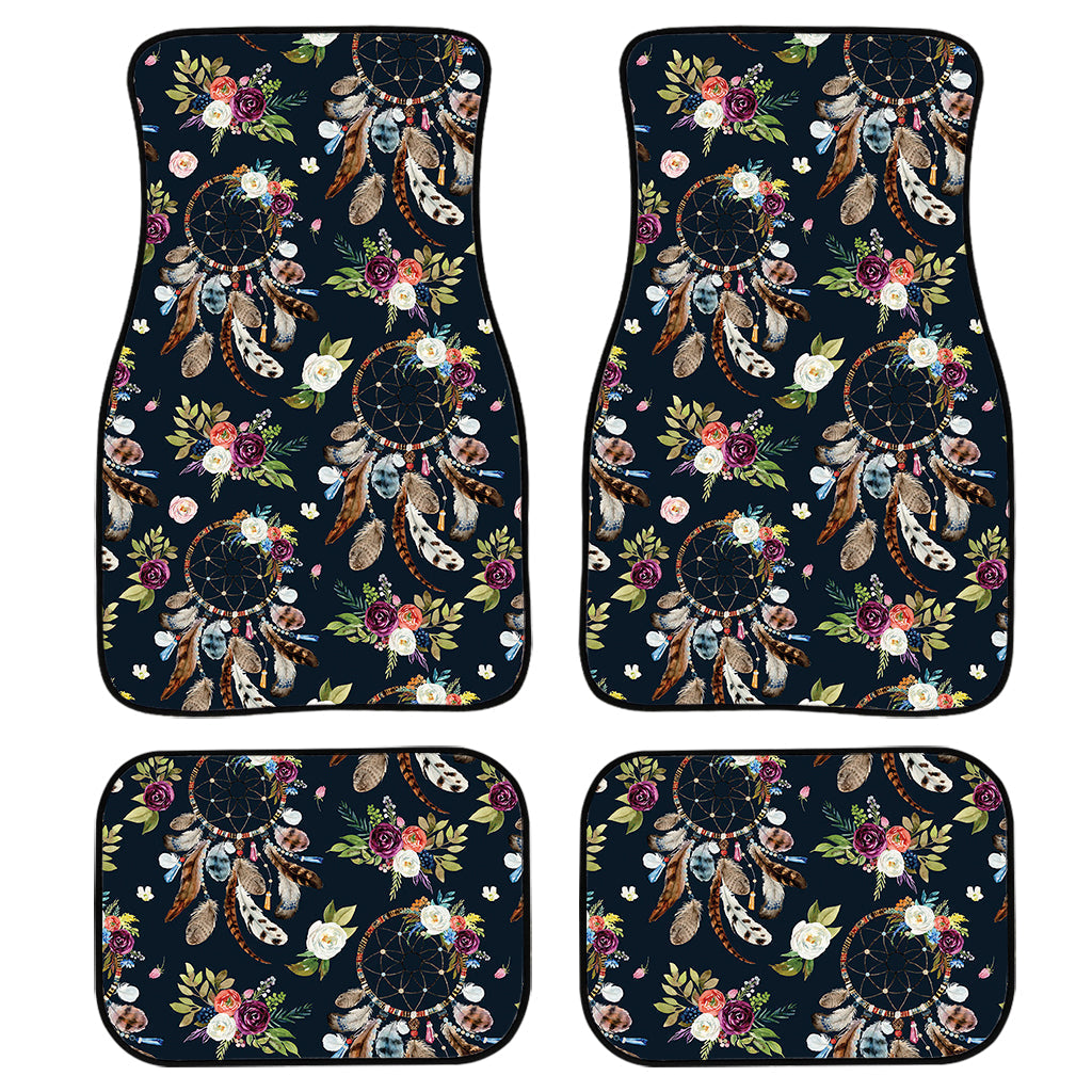 Flower Dream Catcher Pattern Print Front And Back Car Floor Mats, Front Car Mat