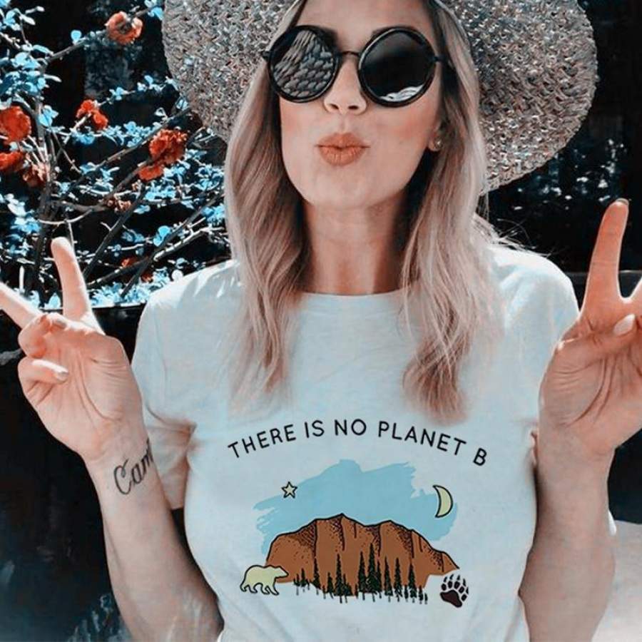 There is No Planet B Tee – Short Sleeved Cute Basic Graphic Street Style Loose T Shirt