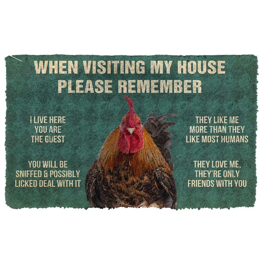 Gearhumans 3D Please Remember Roosters House Rule Custom Doormat