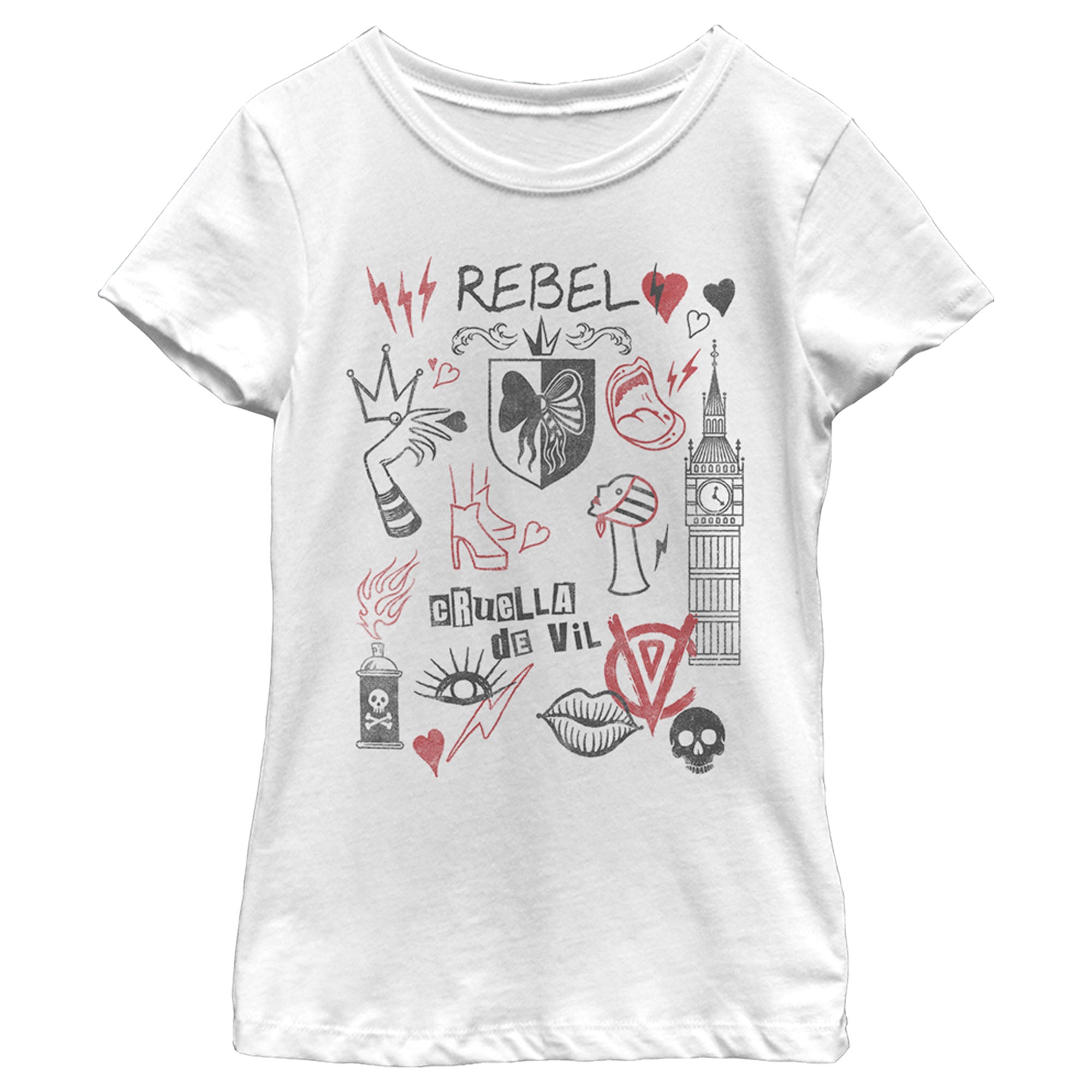 Cruella Girl’S Rebel Icons  T-Shirt