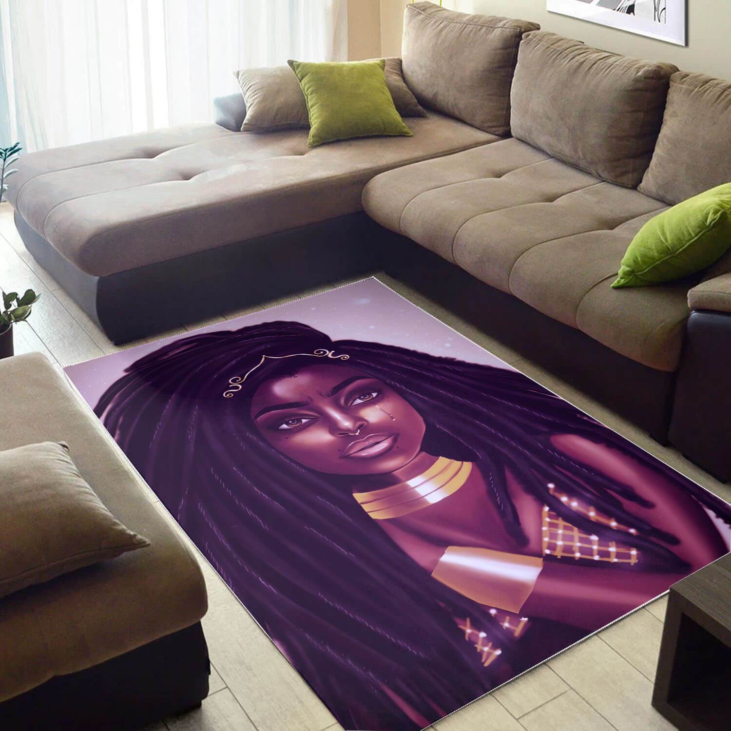 African American Area Rugs Pretty Afro American Woman African Carpet Afrocentric Room Decor WBG36993