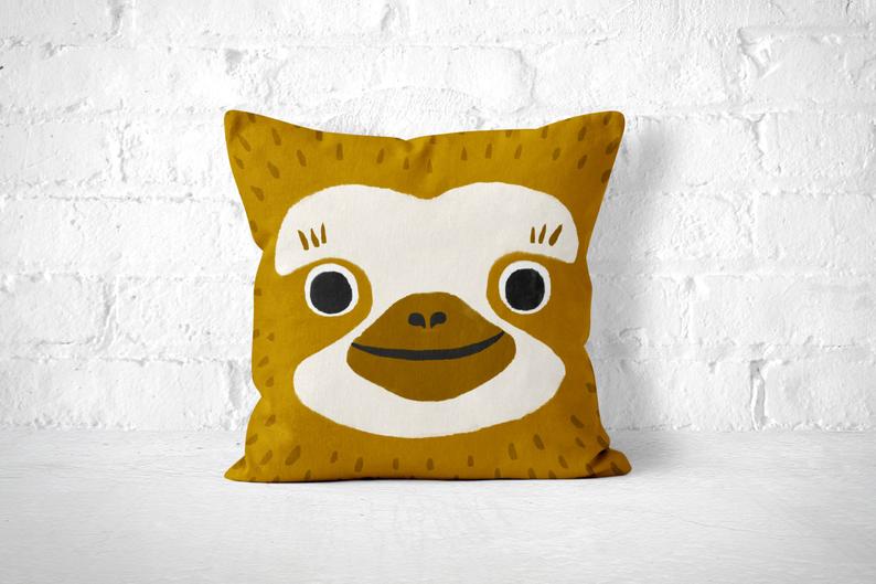 Sloth Throw Pillow, Sloth Decor, Funny Throw Pillow, Kids Throw Pillow, Cute Throw Pillow, Kids Room Decor, Animal Nursery, Nursery Throw Pillow