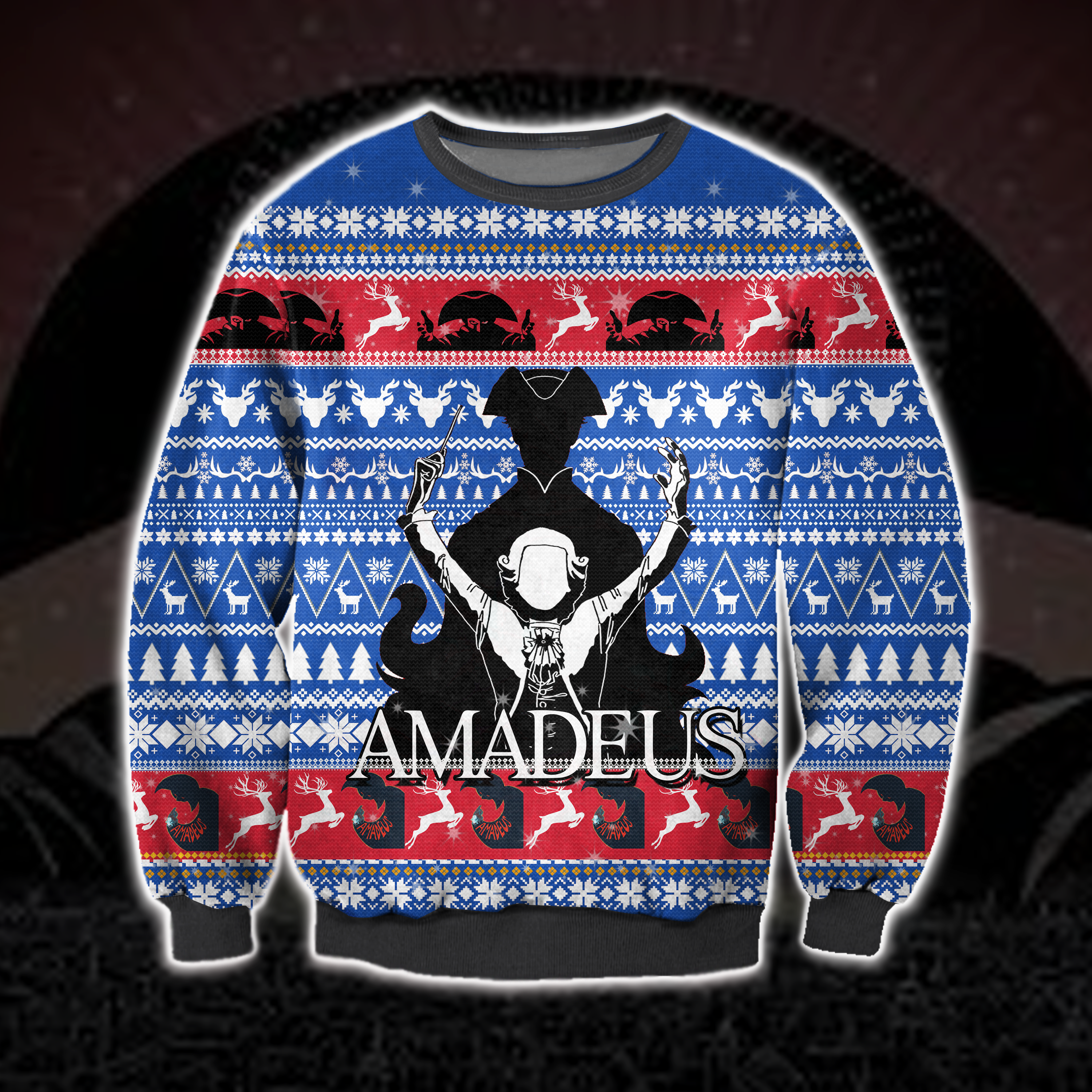 3D All Over Printed Amadeus Ugly Christmas Sweatshirt