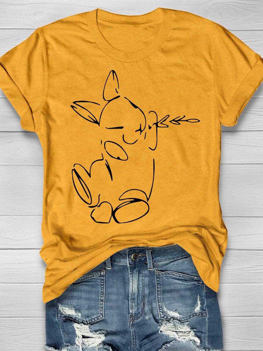 Cute Easter Bunny Print Short Sleeve T-Shirt