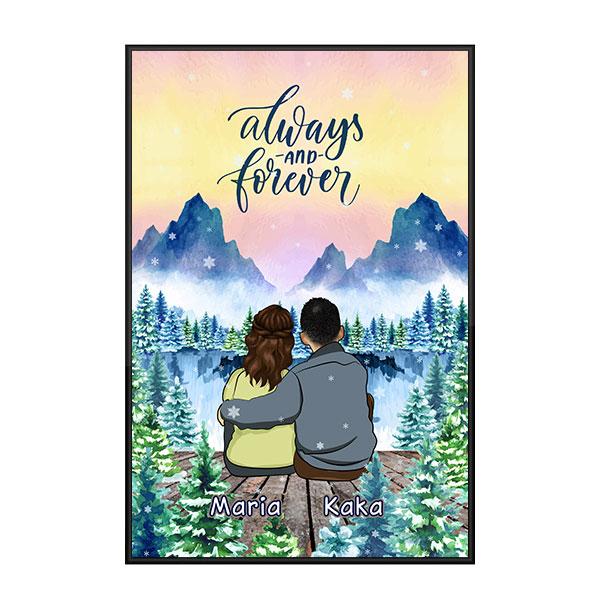 Custom Personalized hairstyle name Valentine’s day wall prints poster gift ideas for room him boyfriend husband her girlfriend wife couple – Always & Forever TY2112 – Personalizedwitch