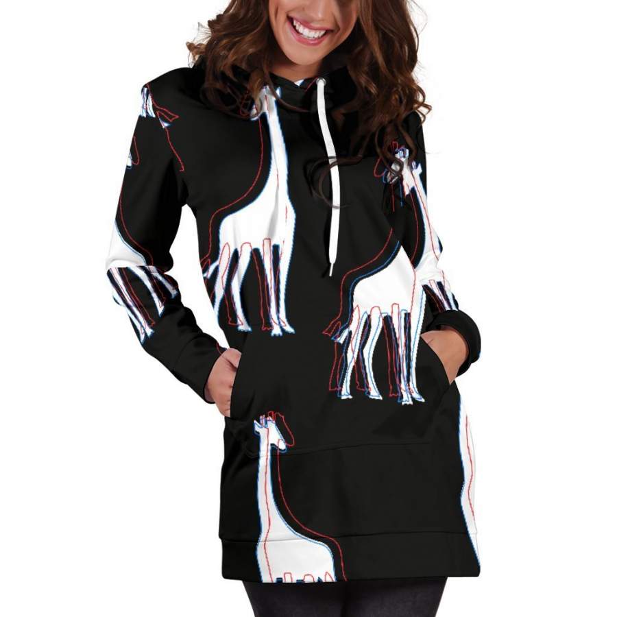 3D Giraffes Hoodie Dress