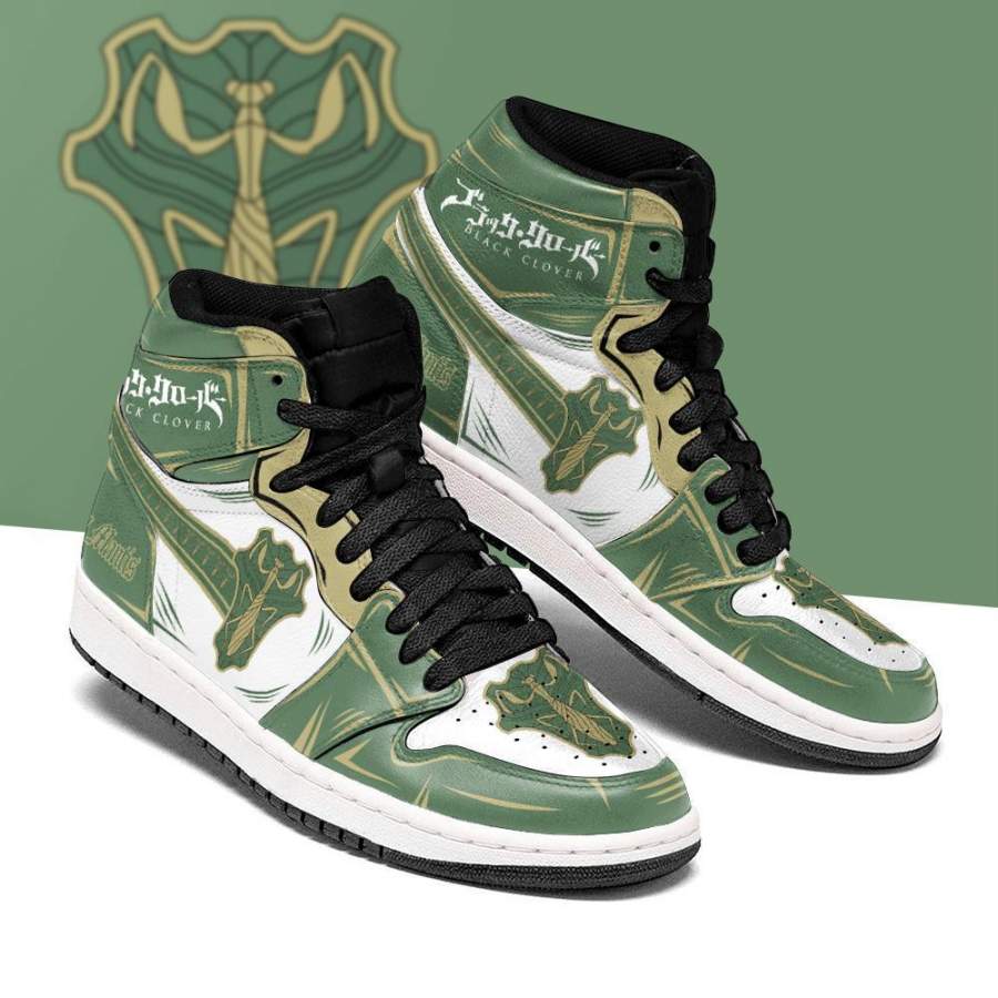 Green Mantis Magic Knight Shoes High Top Black Clover Sneakers Anime