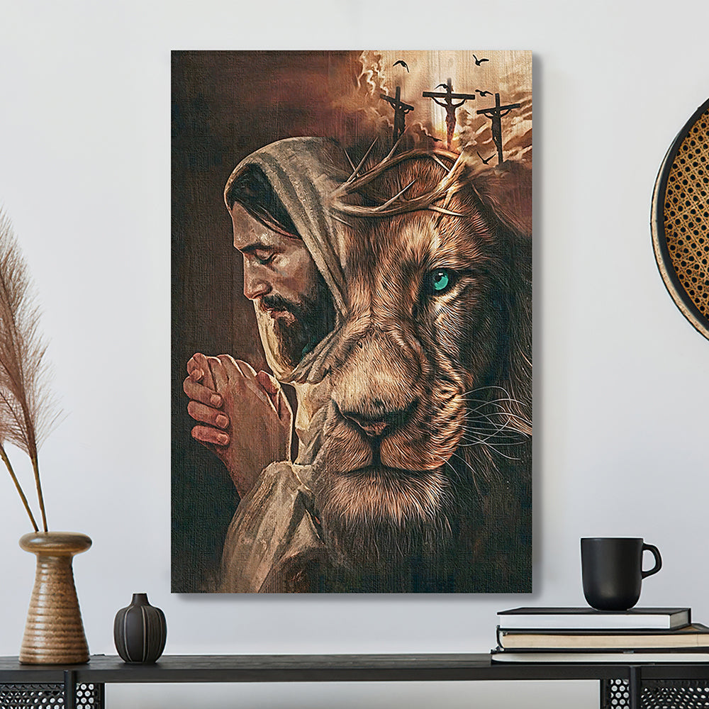 Scripture Canvas Wall Art – Scripture Canvas – Christian Canvas Art – Jesus Lion Cross Eyes Canvas Poster – Ciaocustom