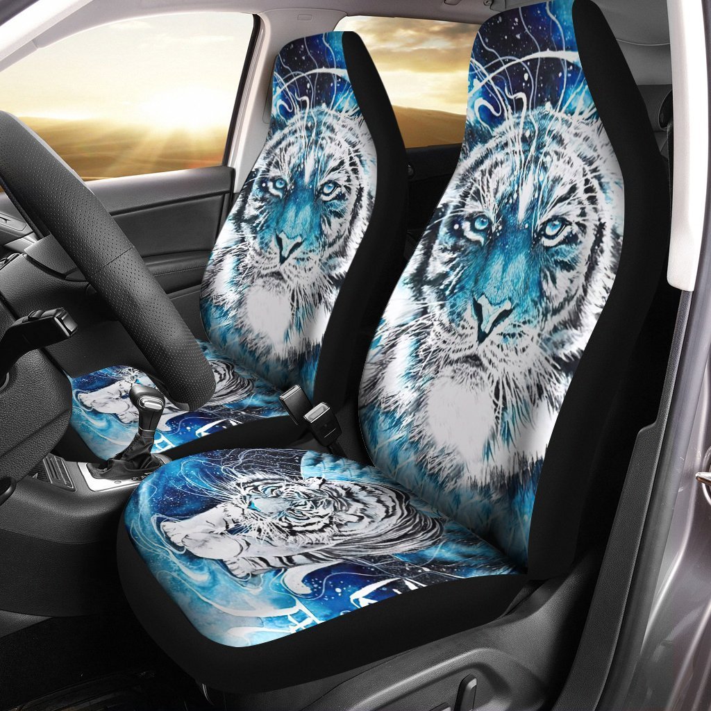 White Tiger Car Seat Covers Custom Great Gift For Dad Car Accessories