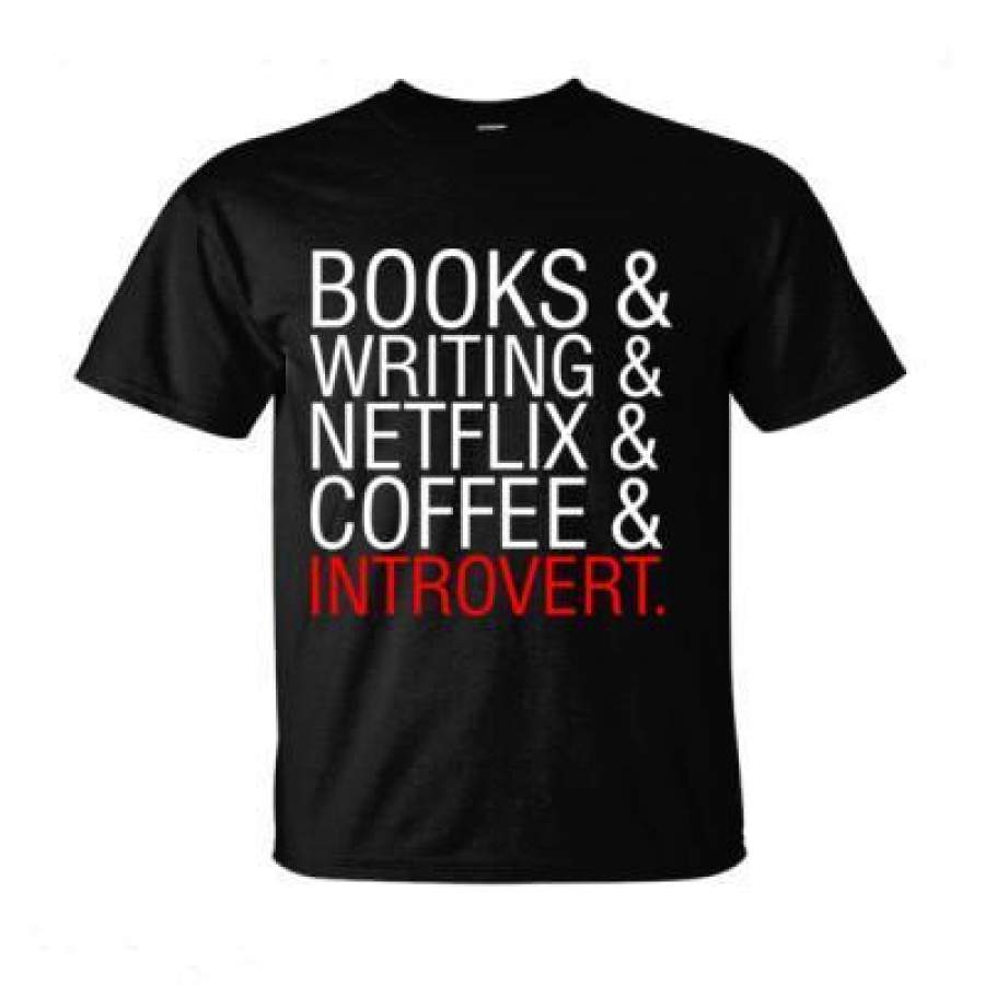 AGR Books Writing Netflix Coffee Introvert – Ultra-Cotton T-Shirt