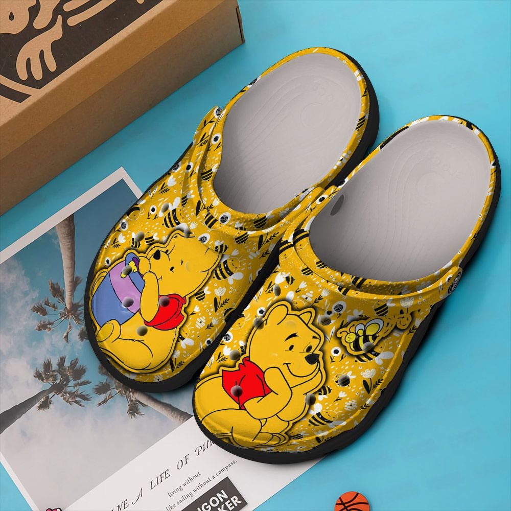 Pooh And Bee Winnie The Pooh Rubber Crocs Crocband Clogs, Comfy Footwear