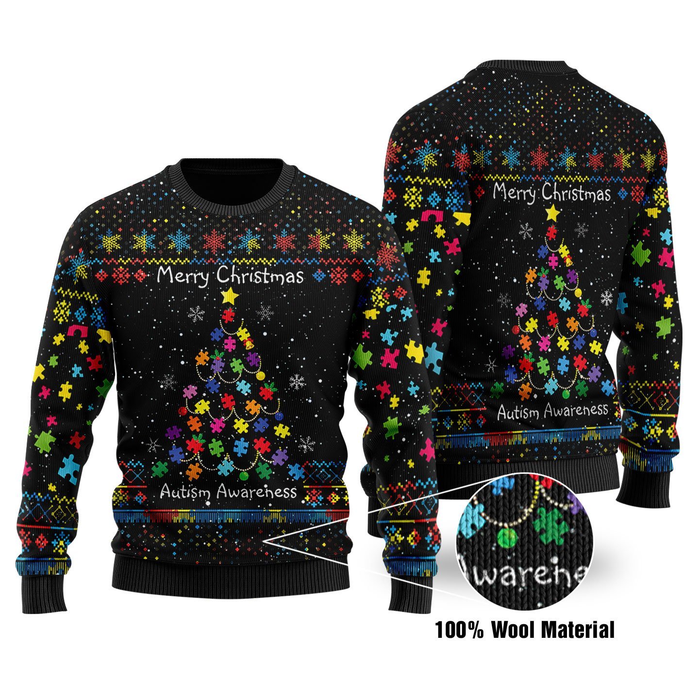 Autism Awareness Christmas Ugly Sweater | Unisex | Full Size | Adult | Colorful | US1712