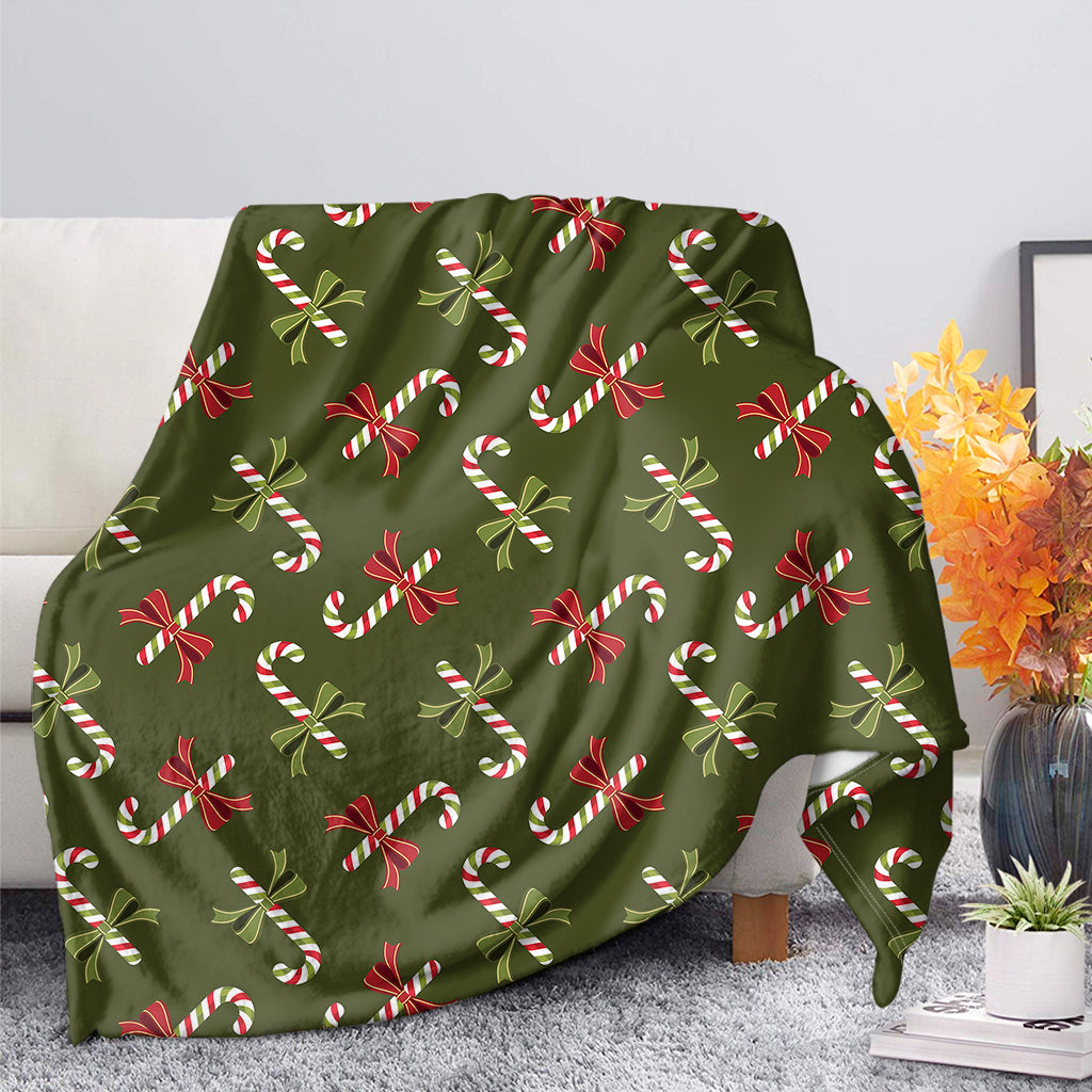 Xmas Candy Cane Pattern Print Blanket