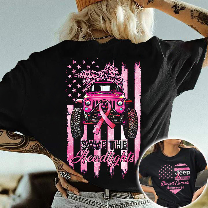 Jp Girl Save The Headlights Breast Cancer Pink Black Unisex T-Shirt 3D #040422L