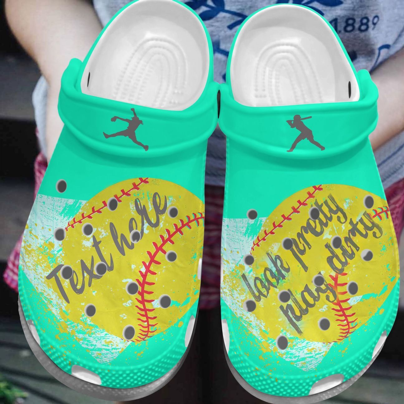 Softball Personalize Clog, Custom Name, Text, Fashion Style For Women, Men, Kid, Print 3D Personalized Look Pretty Play Dirty