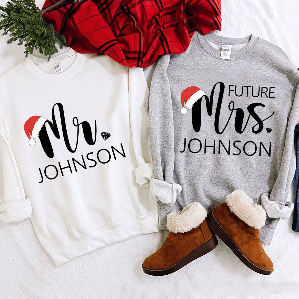 Personalized Future Mrs Name Christmas Couple Shirt