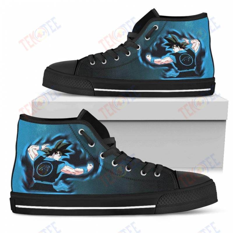 Mens Womens Carolina Panthers Son Goku Saiyan Power High Top Shoes 3D Printable TMT606