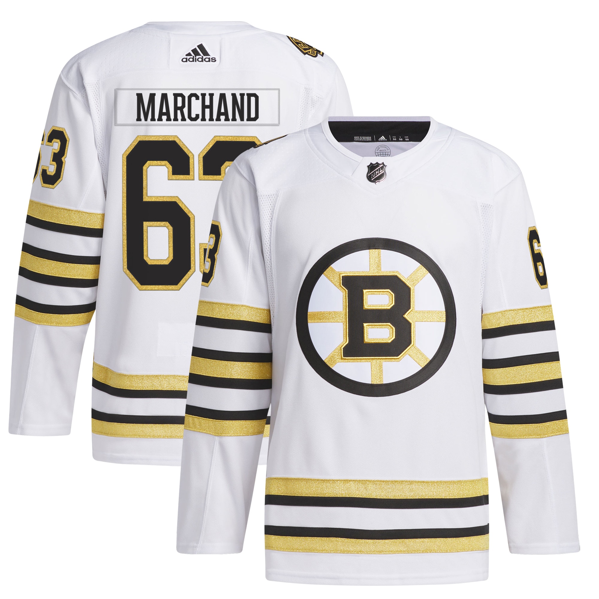 Brad Marchand Boston Bruins Primegreen 100th Anniversary Authentic Player Jersey – White