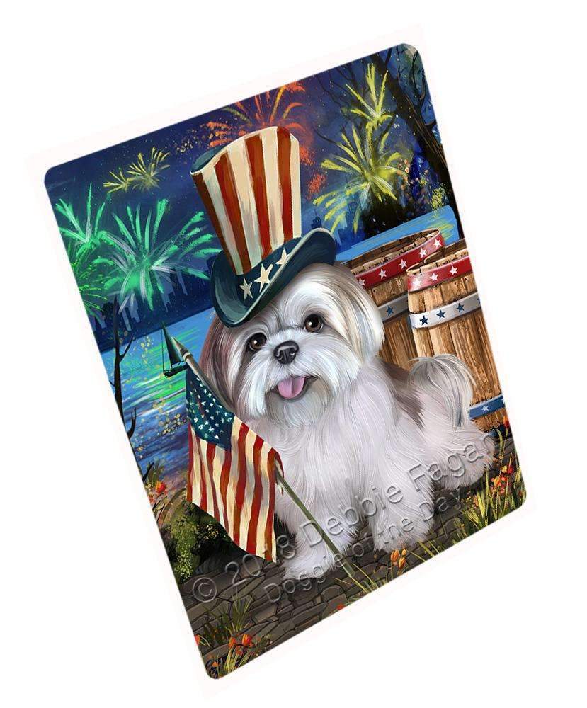 4Th Of July Independence Day Fireworks Lhasa Apso Dog At The Lake Blanket Blnkt74910