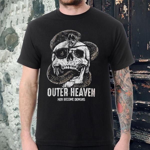 Outer Heaven Men Become Demons Mysterious Skull and Snake T-Shirt