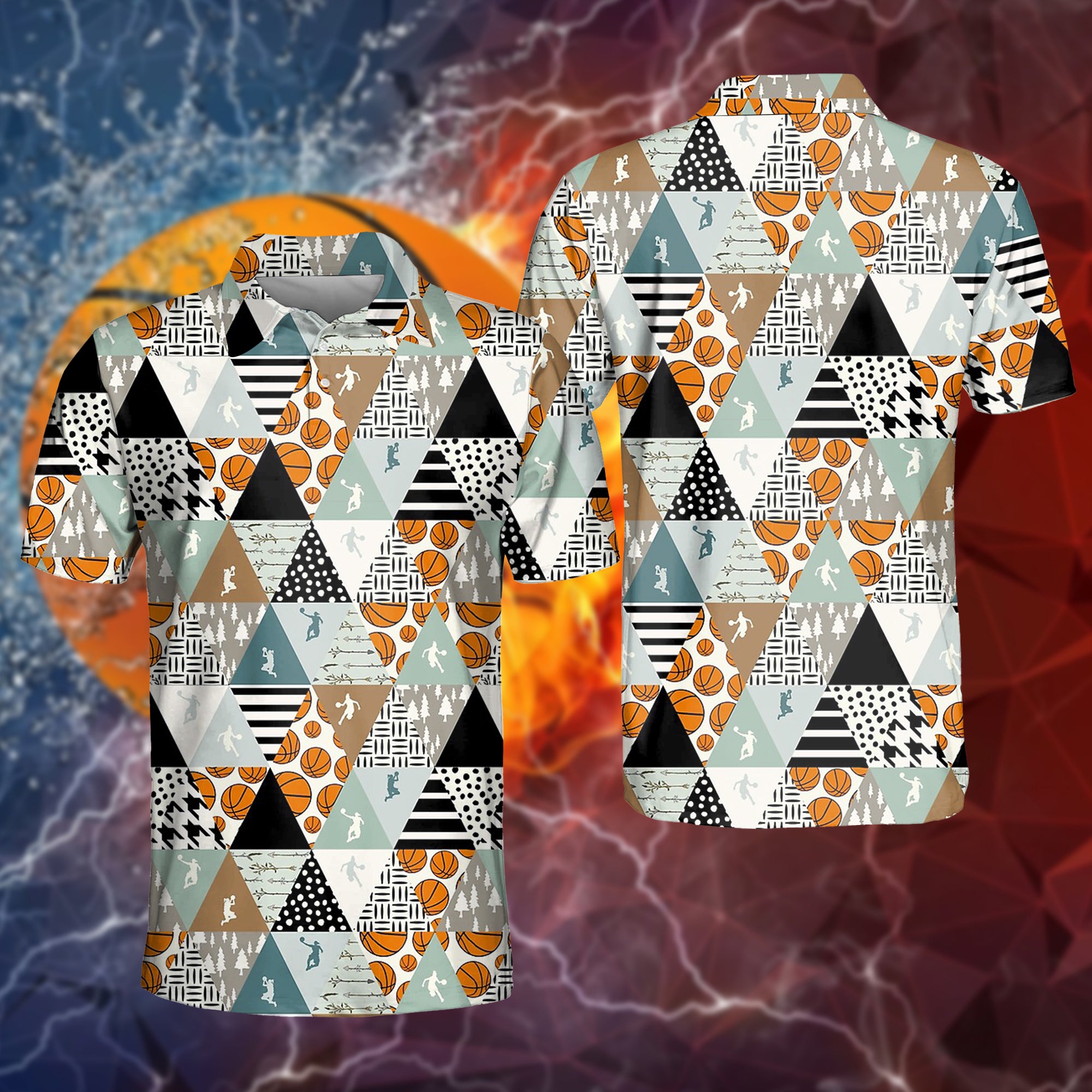 Triangle Pattern Basketball Polo Shirt