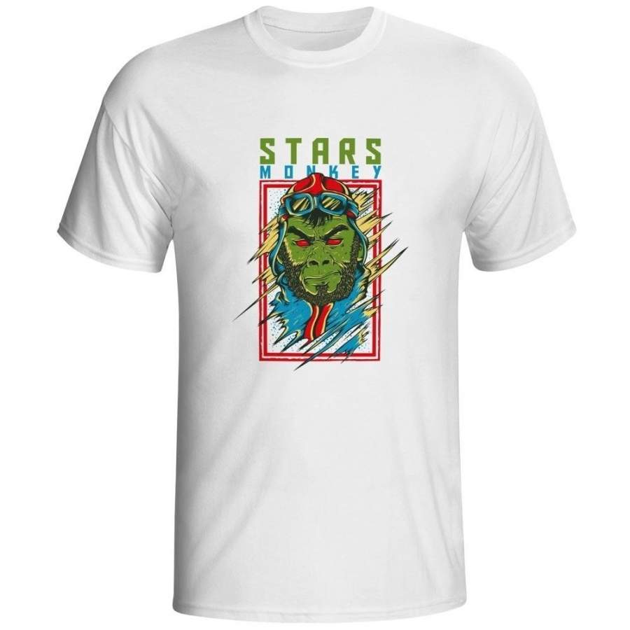 Stars Monkey White Couple T-Shirt